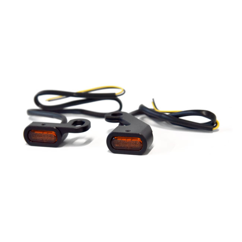 FASTLINE, BELOW BAR LED TURN SIGNAL SET. BLACK BLACK. AMBER LENS. SING 577085