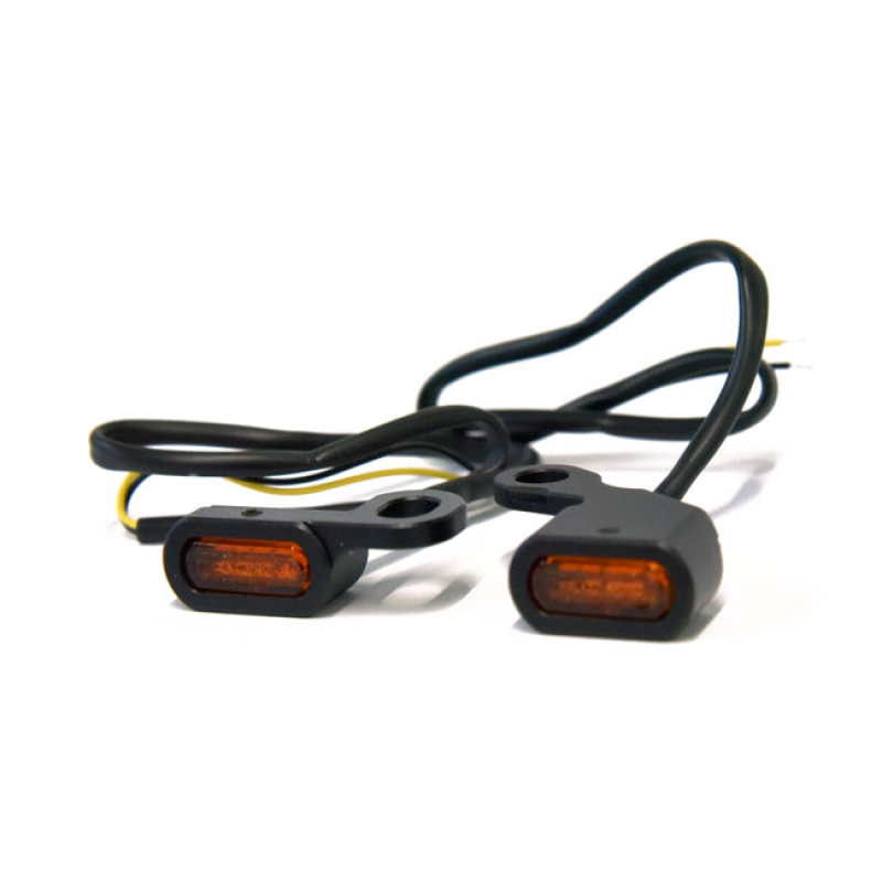 FASTLINE, BELOW BAR LED TURN SIGNAL SET. BLACK BLACK. AMBER LENS. SING 577089