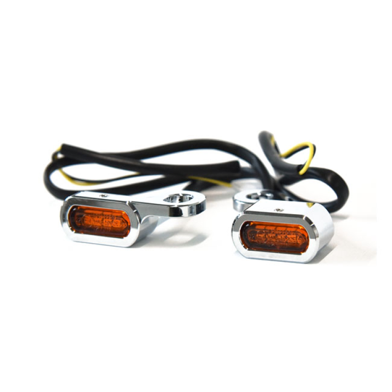 FASTLINE, BELOW BAR LED TURN SIGNAL SET. CHROME CHROME. AMBER LENS. SI 577091