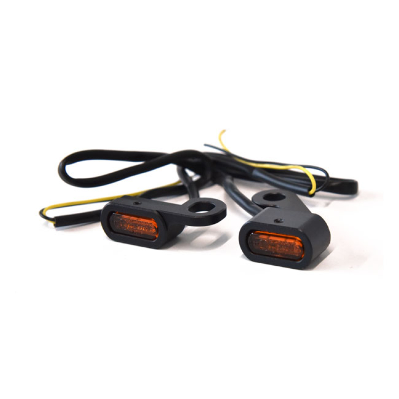 FASTLINE, BELOW BAR LED TURN SIGNAL SET. BLACK BLACK. AMBER LENS. SING 577093