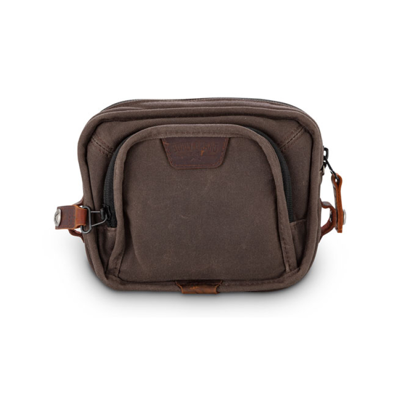 BURLY VOYAGER HANDLEBAR BAG, DARK OAK WET WAXED CANVAS MANUFACTURED FR 577970