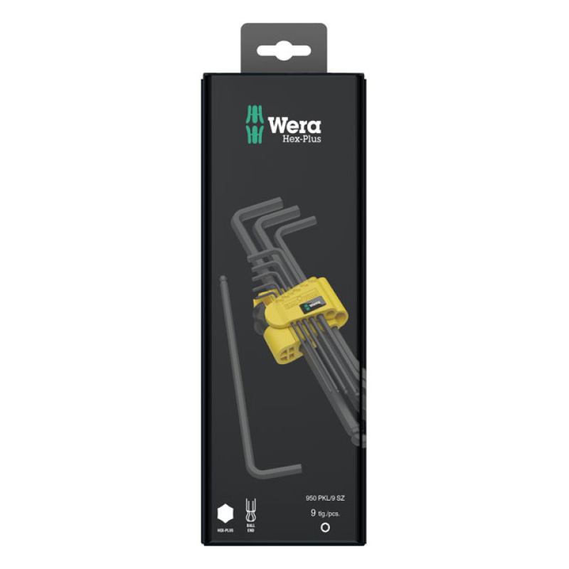 WERA HEX KEY SET BLACKLASER - US SIZES 950/9 HEX-PLUS IMPERIAL 1. 9-PI 581757