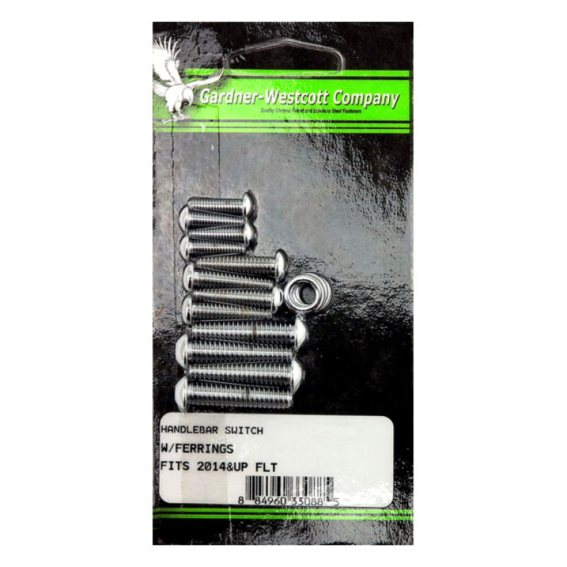 GW, HANDLEBAR SWITCH COVER HARDWARE. CHROME CHROME PLATED ALLEN HEADS. 588018