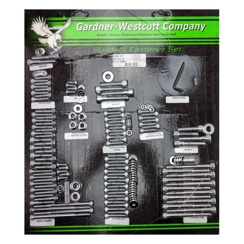 GW, BUILDERS FASTENER SET. CHROME CHROME PLATED ALLEN HEADS. 588019