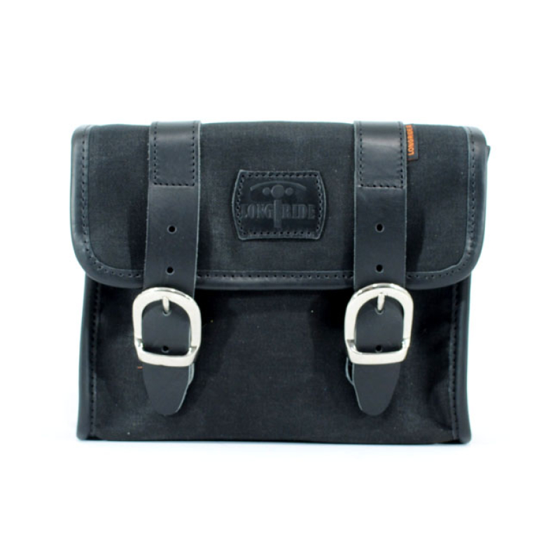LONGRIDE, 'MINI' WAXED COTTON SADDLEBAG. BLACK MADE FROM WAXED COTTON 588740