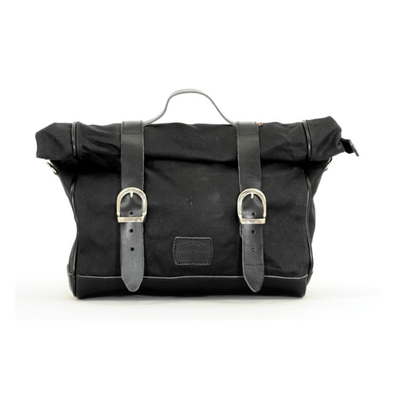 LONGRIDE, 'OLD CHOPPER' WAXED COTTON SADDLEBAG. BLACK SMALL. MADE FROM 588741