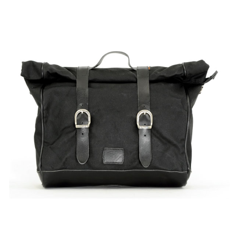 LONGRIDE, 'OLD CHOPPER' WAXED COTTON SADDLEBAG. BLACK LARGE. MADE FROM 588742