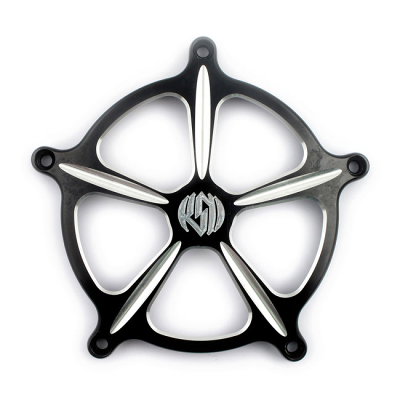 RSD, VENTURI AIR CLEANER FACE PLATE. ''SPEED 5'', BLACK CC 589200