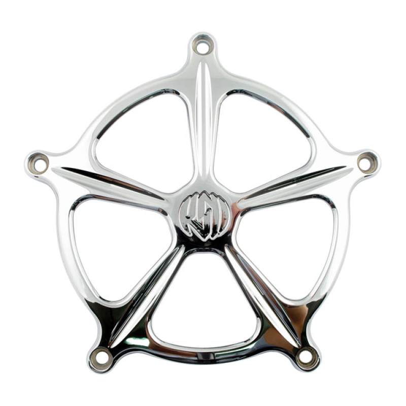 RSD, VENTURI AIR CLEANER FACE PLATE. 'SPEED 5', CHROME 589201