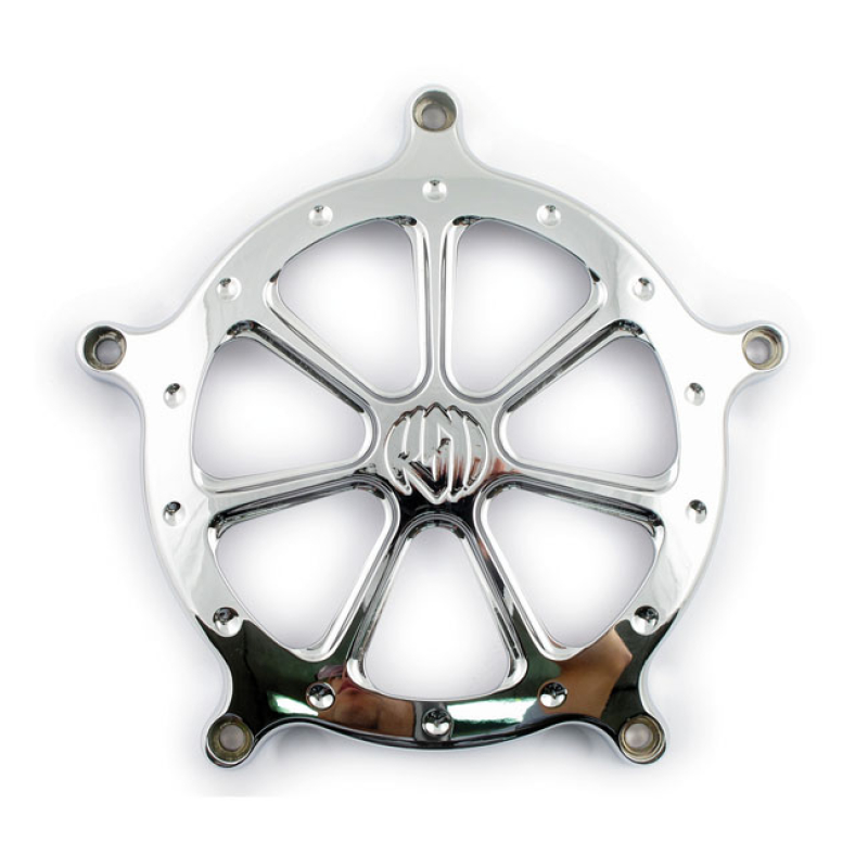 RSD, VENTURI AIR CLEANER FACE PLATE. 'SPEED 7', CHROME 589204