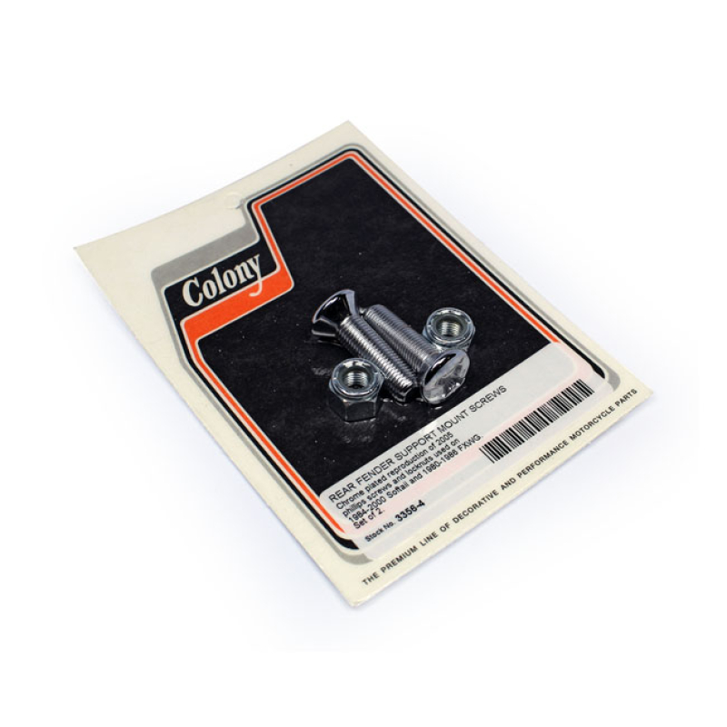 COLONY, REAR FENDER SUPPORT MOUNT SCREW SET. CHROME CHROME PLATED. REP 590081