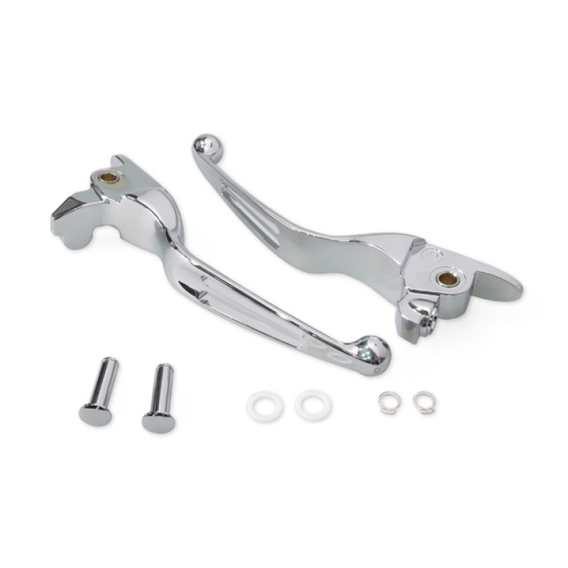 HANDLEBAR LEVER KIT, 2-SLOT WIDE BLADE. CHROME 592659