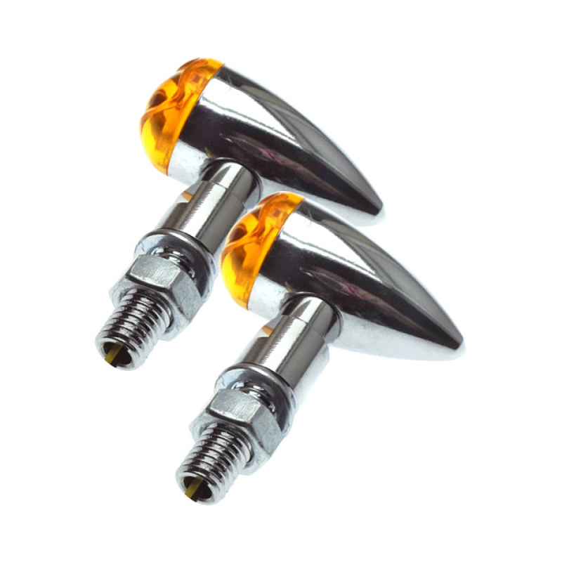 PB2 LED TURN SIGNALS CHROME, AMBER LENS COMES WITH AN ALUMINUM HOUSING 597957