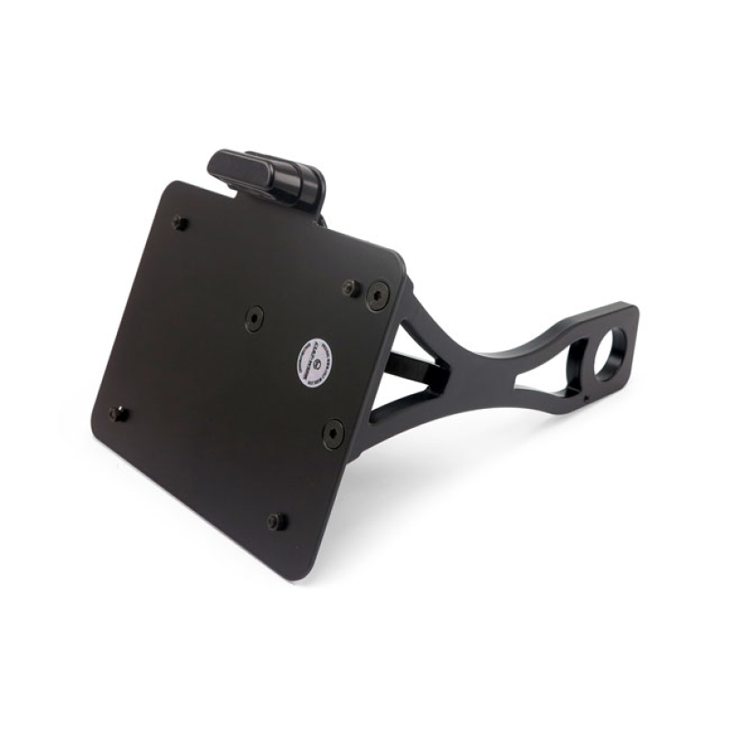CULT-WERK, SIDE MOUNT LICENSE PLATE BRACKET. SWITZERLAND GLOSS BLACK P 599112