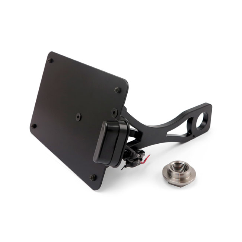 CULT-WERK, SIDE MOUNT LICENSE PLATE BRACKET. NETHERLANDS GLOSS BLACK P 599115