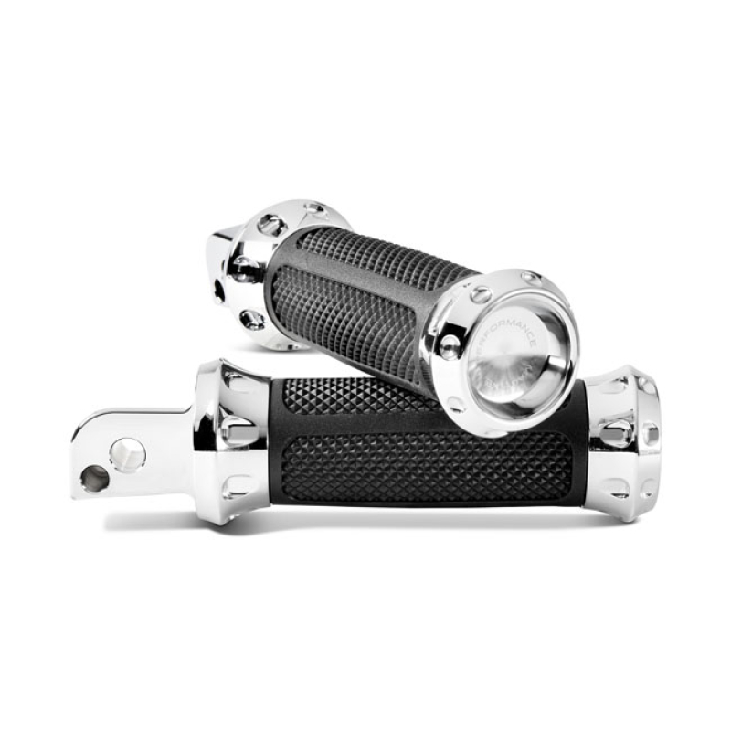 PERFORMANCE MACHINE, OVERDRIVE PASSENGER FOOT PEGS. CHROME CHROME. BIL 599218