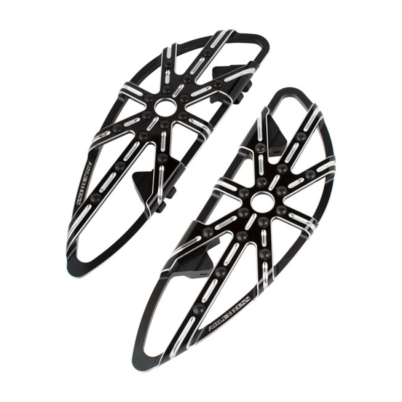 ARLEN NESS, M8 SOFTAIL 10-GAUGE RIDER FLOORBOARDS. BLACK BLACK ANODIZE 599460