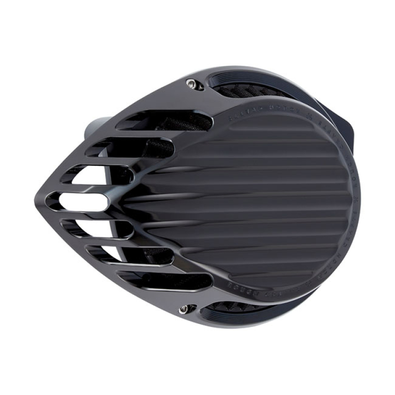 ROUGH CRAFTS, TEARDROP FINNED AIR CLEANER ASSEMBLY. BLACK ALL BLACK. F 599476