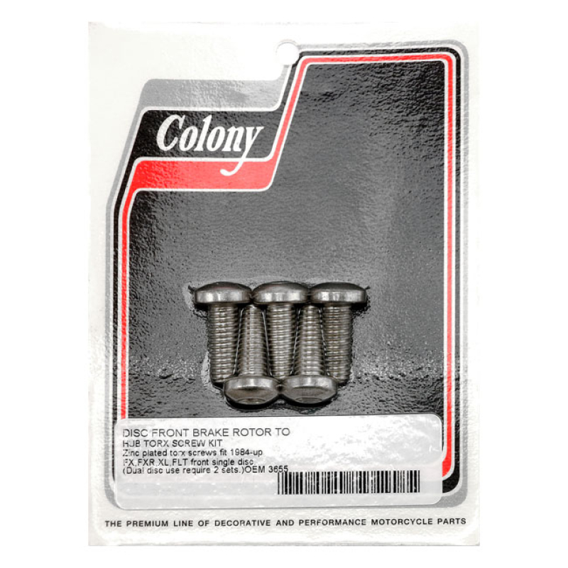 COLONY, FRONT BRAKE ROTOR BOLT KIT. ZINC 599680