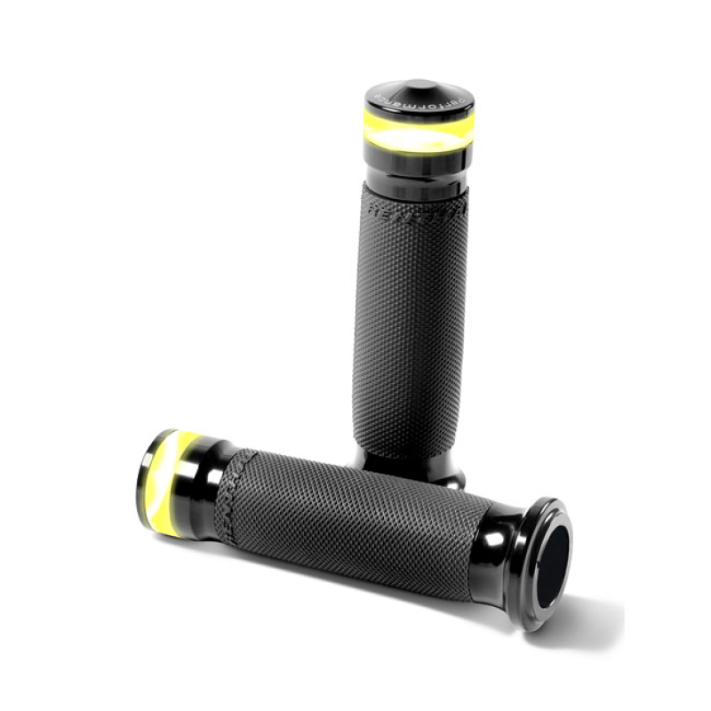 PM, CONTOUR VISION LED TURN SIGNAL GRIPS. BLACK GLOSS BLACK ANODIZED. 599782