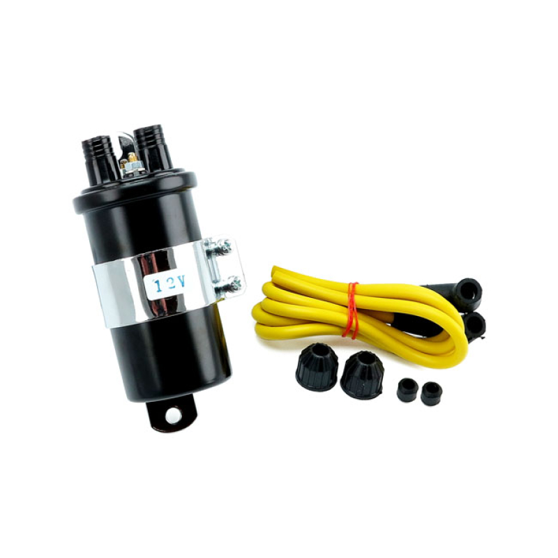 ROUND CUSTOM IGNITION COIL KIT, 12V. BLACK 900441