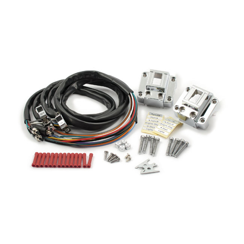 HANDLEBAR SWITCH HOUSING KIT. CHROME SWITCH HOUSING KIT WITH WIRING AN 900901