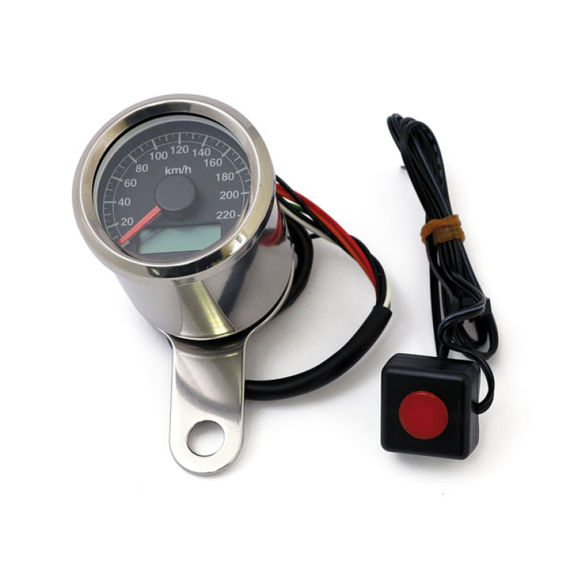 STOKER, ELECTRONIC SPEEDOMETER. 48MM. BLACK FACE BLACK 240KM/H FACE WI 901161