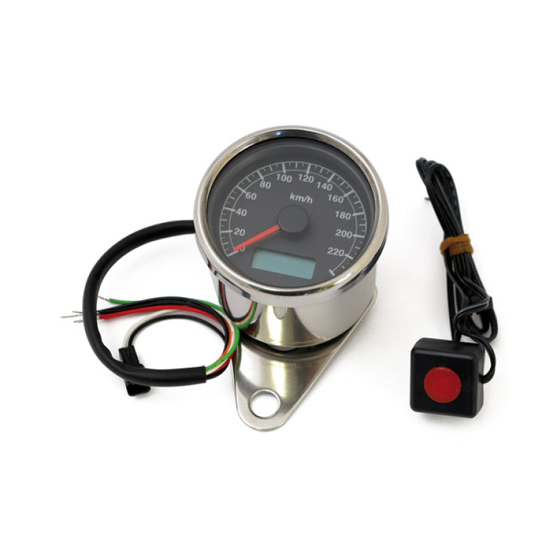 STOKER, ELECTRONIC SPEEDOMETER. 60MM. BLACK FACE BLACK 240KM/H FACE WI 901163