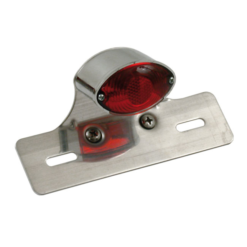 MINI CATYE TAILLIGHT. CHROME. ALUMINUM BRACKET CHROME; ECE APPROVED RE 901858