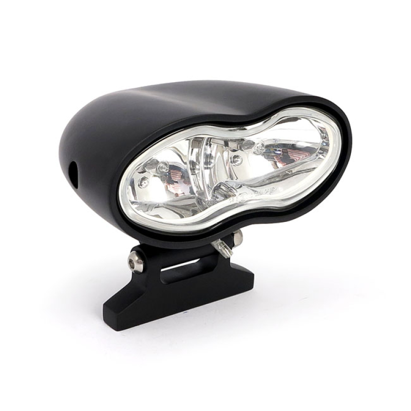 OVAL SMOOTH DOUBLE HEADLAMP BLACK WITH CLEAR LENS (ECE) 901926