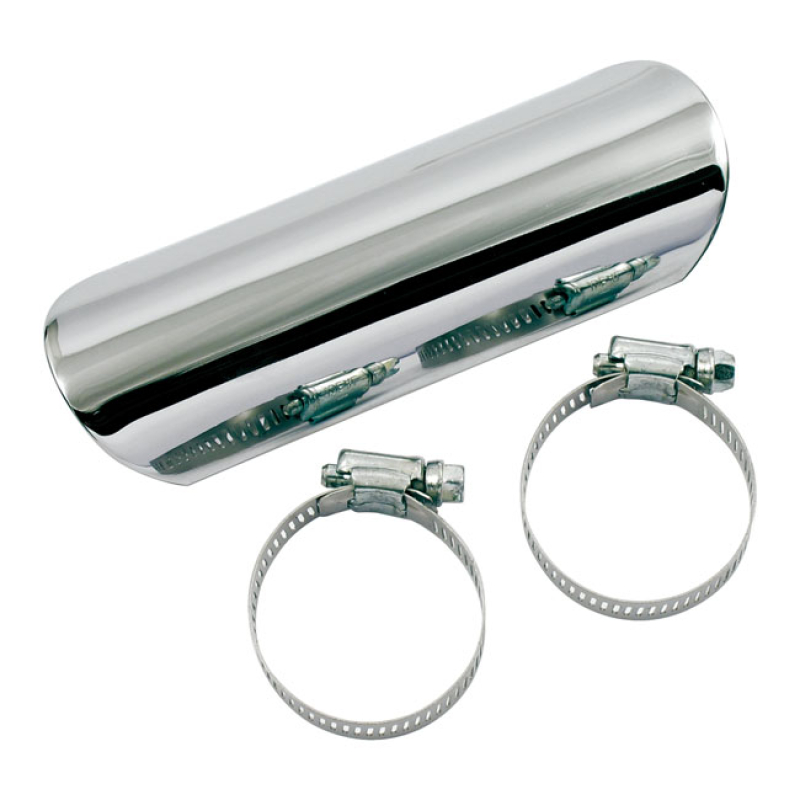 PAUGHCO, STRAIGHT HEATSHIELD / BOOT GUARD. 6". CHROME CUSTOM SMOOTH ST 902649