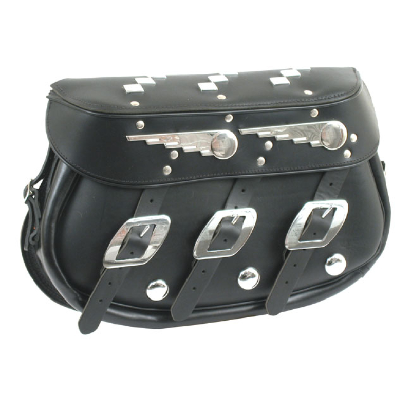 SPEEDKING SOFTAIL LEATHER SADDLEBAG SET. BLACK GENUINE LEATHER REPRODU 903031