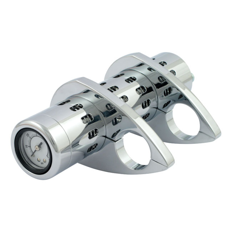 BILLET OIL COOLER, WITH OIL PRESSURE GAUGE. CHROME BLACK ANODIZED. WIT 905422