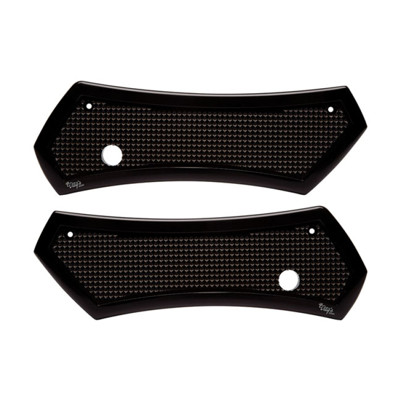 VITY'S DESIGN, DIAMOND SADDLEBAG LATCH COVER SET. BLACK GLOSS BLACK AN 906276