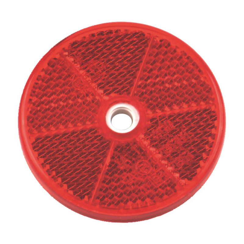 HELLA, REFLECTOR. ROUND. 60MM DIAMETER. RED ''- WITH CENTER MOUNTING H 909180