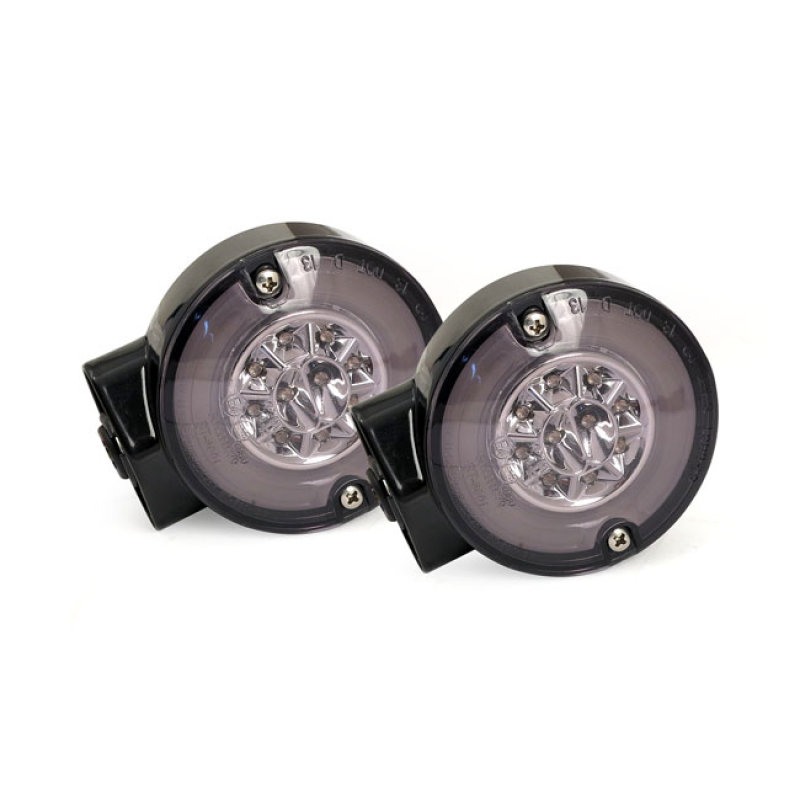 RINGERS, FL LED TURN SIGNALS. FRONT. GLOSS BLACK - DIE-CAST ALUMINUM H 913025