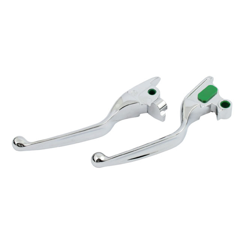 HANDLEBAR LEVER KIT WIDE BLADE, GROOVED. CHROME 1 GROOVE ON REAR SIDE. 913552