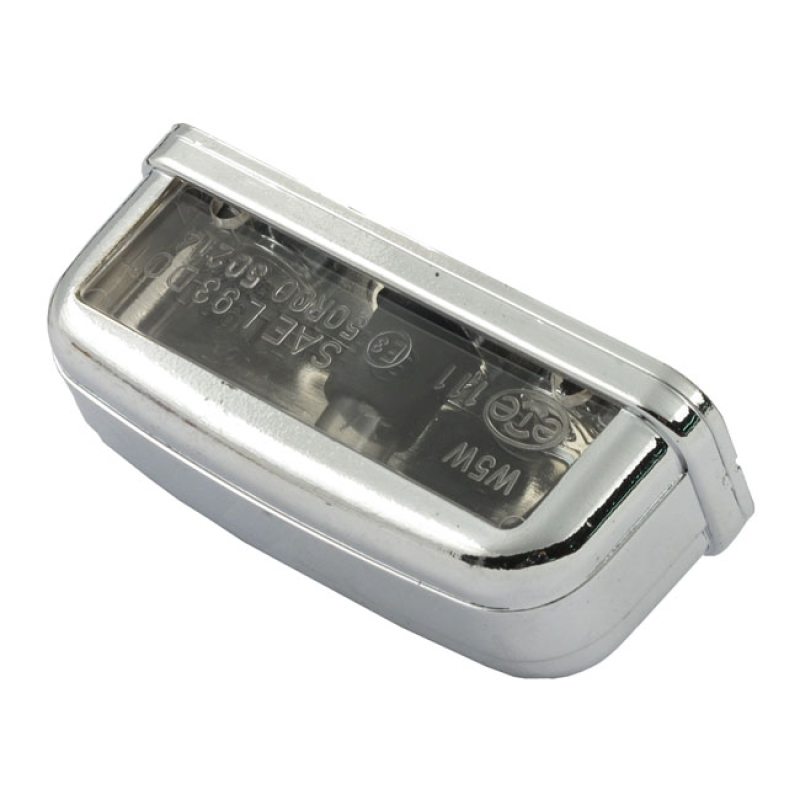 LICENSE PLATE LIGHT STOCKK, CHROME. ECE APPR. CHROMED PLASTIC; NON-LED 913691