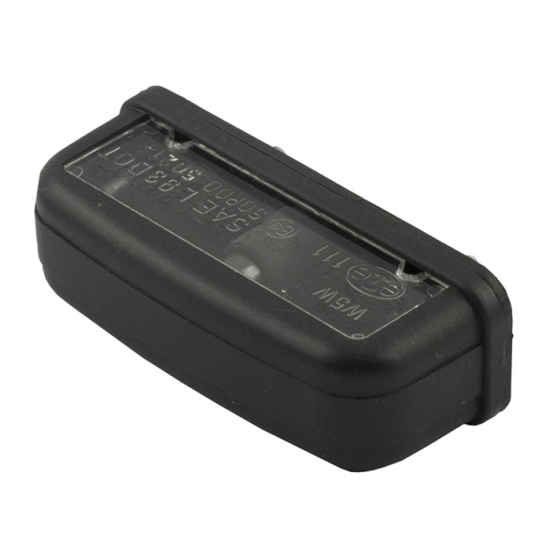 LICENSE PLATE LIGHT STOCKK, BLACK. ECE APPR. BLACK PLASTIC; NON-LED. E 913692