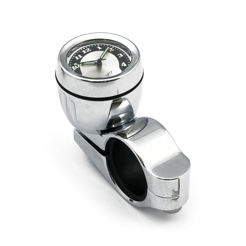 HANDLEBAR MOUNTED CLOCK, CHROME 915429