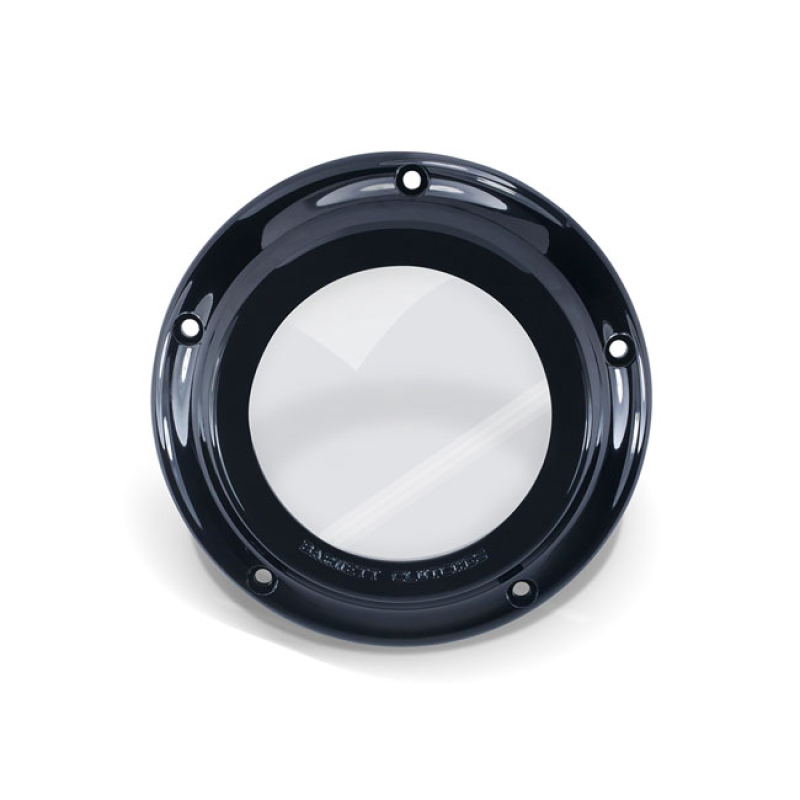 BARNETT, CLEAR DERBY COVER. BLACK BLACK POWDER COATED BILLET ALUMINUM. 923388