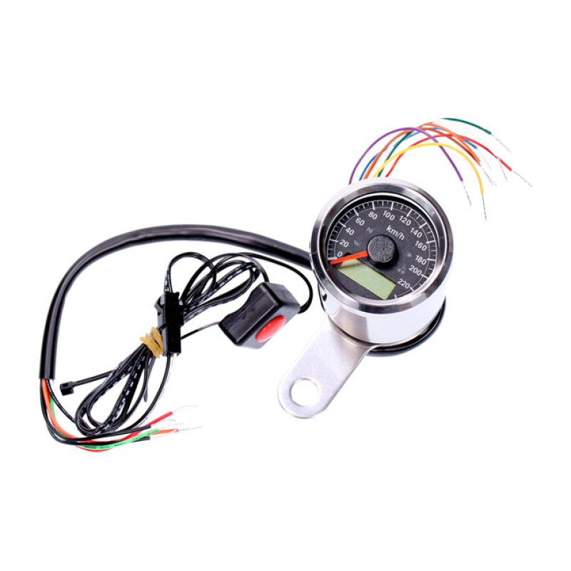 STOKER, ELECTRONIC SPEEDOMETER 48MM. CHROME, BLACK FACE BLACK FACE PLA 928214