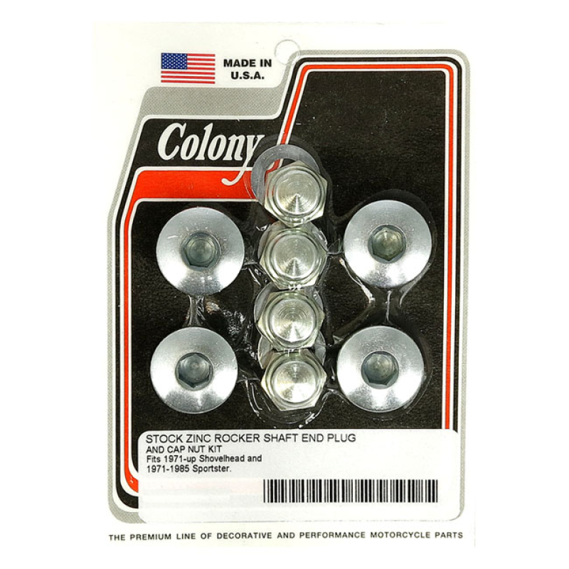 COLONY, ROCKER SHAFT PLUG & NUT KIT. BUTTONHEAD. ZINC 929667