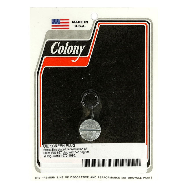 COLONY PLUG, OIL SCREEN CRANKCASE ZINC, OEM REPRODUCTION 929679