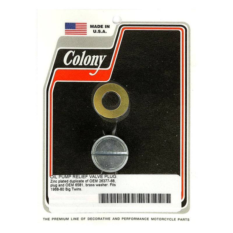 COLONY PLUG, OIL PUMP RELIEF VALVE 929682