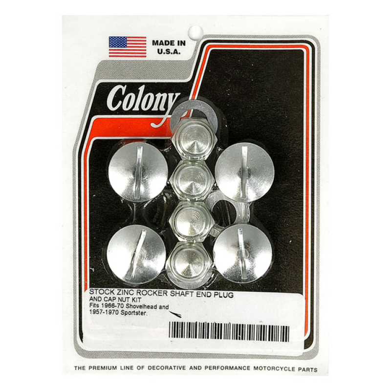 COLONY, ROCKER SHAFT PLUG & NUT KIT. SLOTTED. ZINC ZINC PLATED. SLOTTE 929700