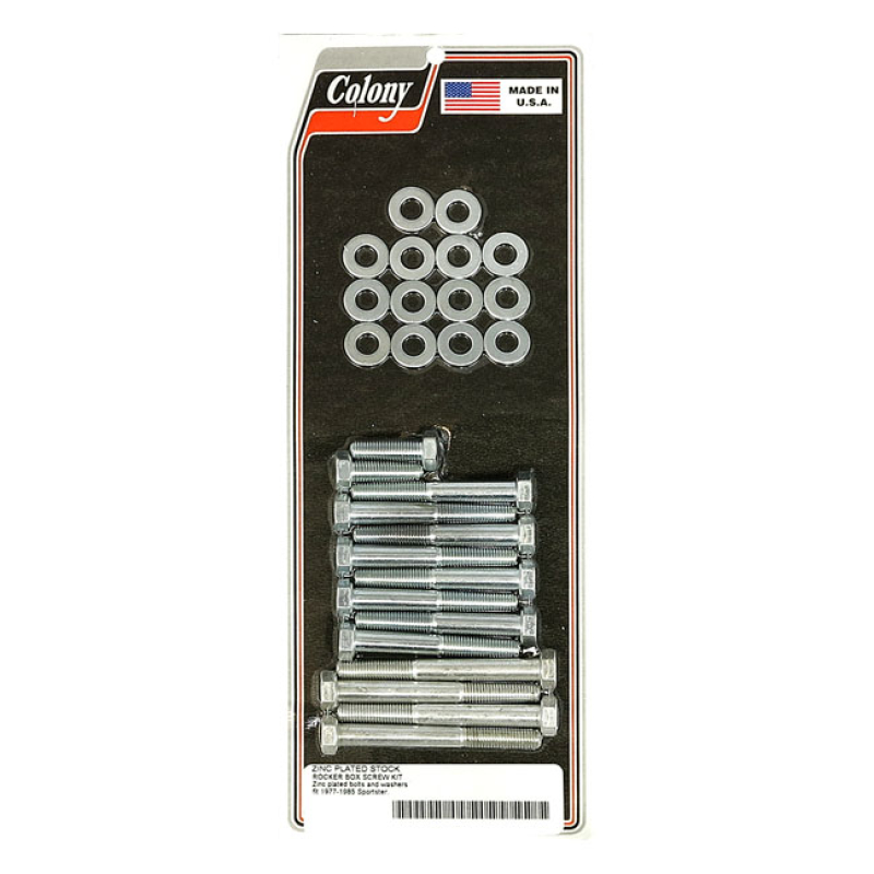 COLONY, SPORTSTER ROCKER BOX BOLT KIT. HEX, ZINC OEM STYLE REPLACEMENT 929703