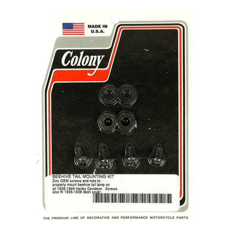 COLONY, BEEHIVE TAILLIGHT MOUNT KIT ZINC PLATED WITH BLACK PARKERIZED 929755