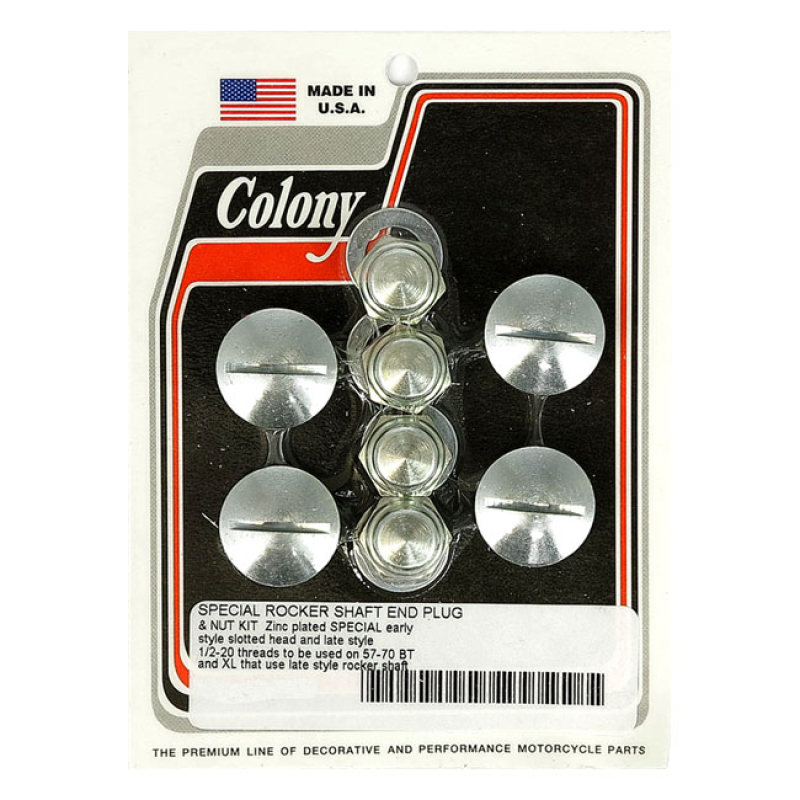 COLONY, ROCKER SHAFT PLUG & NUT KIT. SLOTTED. ZINC 929774