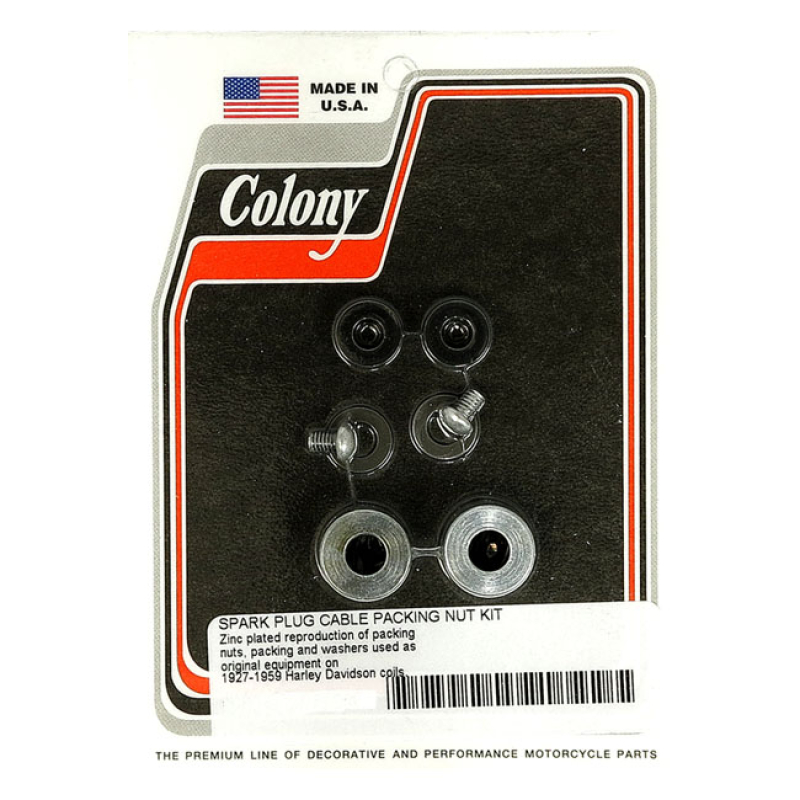 COLONY, SPARK PLUG CABLE PACKING NUT KIT ZINC PLATED. PACKING NUTS. US 929775